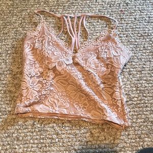 lace pink crop top